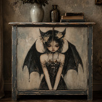 Gothic Dark Fairy with Floral Crown Decoupage
