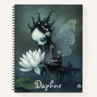 Gothic Dark Fantasy Fairy Skeleton Custom Name Notebook