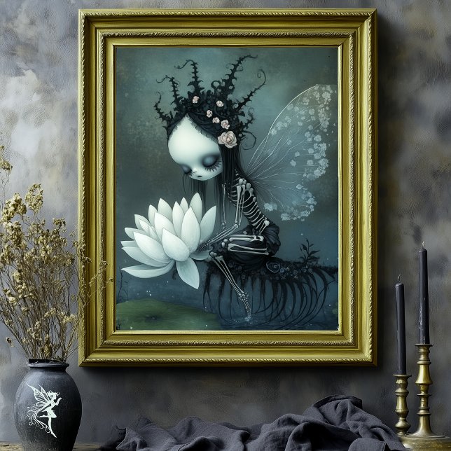 Gothic Dark Fantasy  Skeleton Fairy Halloween Art Poster (Creator Uploaded)