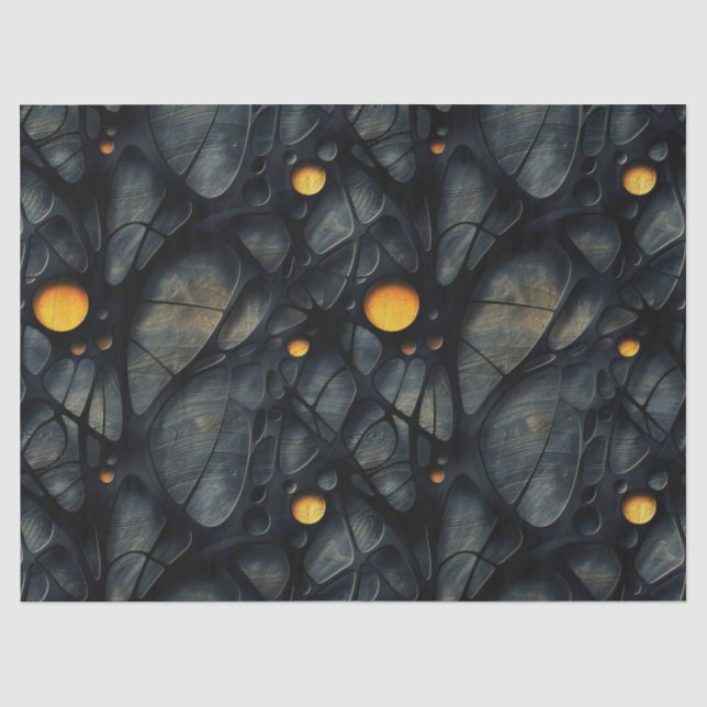 Gothic Dark Feeling Black and Yellow Tissue Paper (Front)