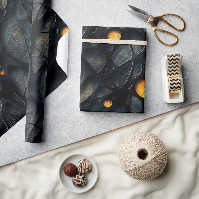 Gothic Dark Feeling Black and Yellow Wrapping Paper (Crafts)