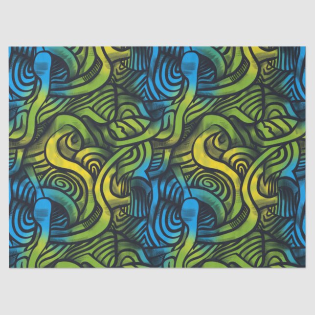 Gothic Dark Feeling Blue Green Yellow Tissue Paper (Front)