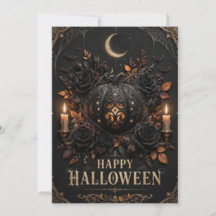 Gothic Dark Floral Luxury Happy Halloween Greeting Invitation