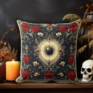 Gothic Dark Floral Throw Pillow