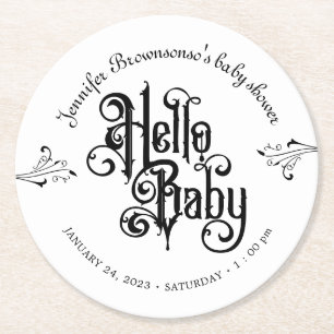 Gothic Dark Hello Baby Round Paper Coaster