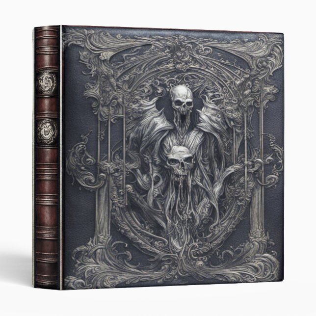 Gothic Dark Magic Skulls Leather Binder (Front/Spine)