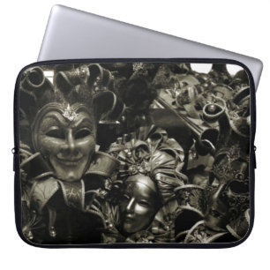 Gothic Dark Masquerade Masks Black and White Laptop Sleeve