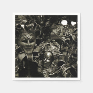 Gothic Dark Masquerade Masks Black and White Napkin