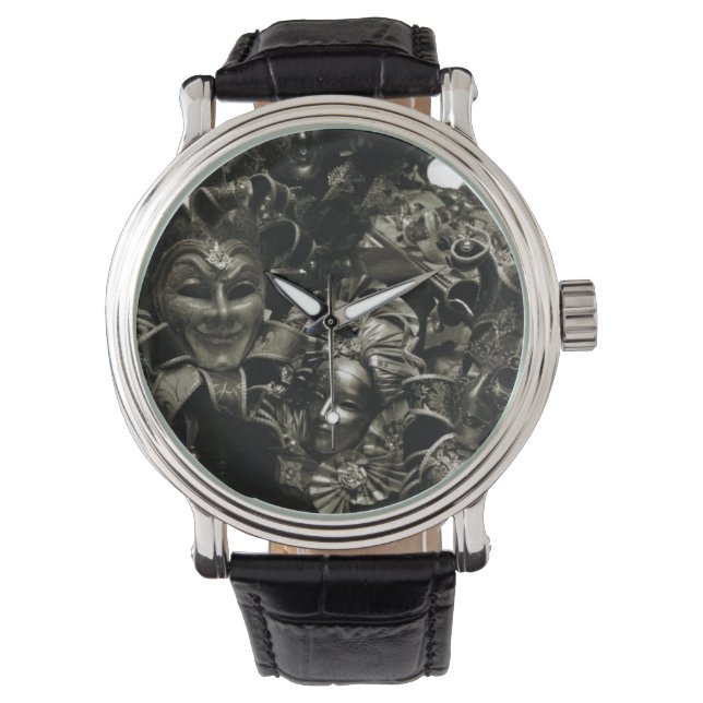 Gothic Dark Masquerade Masks Black Watch (Front)