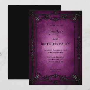 Gothic Dark Purple Birthday Invitation