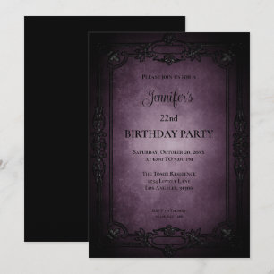 Gothic Dark Purple Birthday Invitation