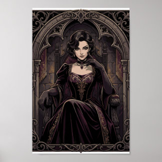Gothic Dark Queen Vampire Royalty Fantasy Portrait Poster