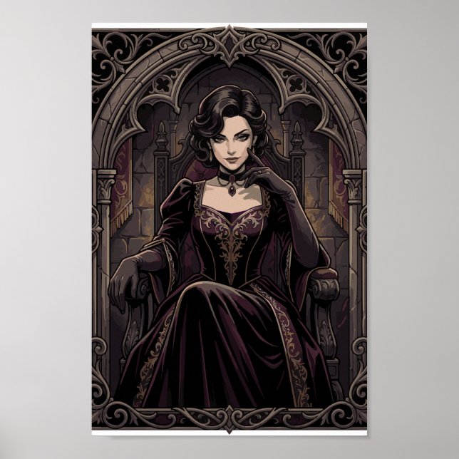 Gothic Dark Queen Vampire Royalty Fantasy Portrait Poster (Front)