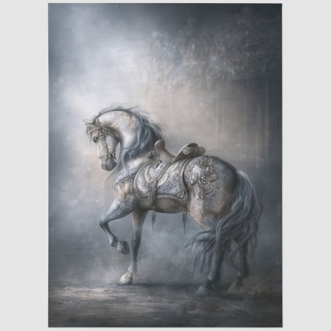 Gothic, Dark Romance Carousel Horse for Decoupage Tissue Paper (Front)