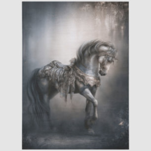 Gothic, Dark Romance Carousel Horse for Decoupage Tissue Paper