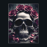 Gothic Dark Rose & Skull Poster Postcard<br><div class="desc">A dark and gothic painting of a human skull surrounded by pale gothic roses and petals, featuring a creepy desaturated gothic atmosphere and otherworldly atmosphere, this postcard is perfect for lovers of dark gothic skulls and dark romantic gothic flowers and roses.</div>