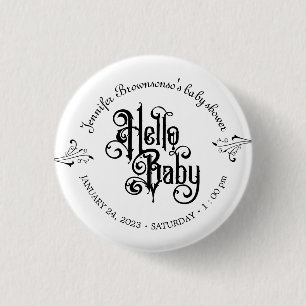 Gothic Dark Vintage Hello Baby  1 Inch Round Button