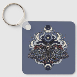 Gothic Death Moth and Moon Phases Keychain