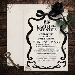 Gothic Death of Her Twenties 30th Birthday Funeral Invitation