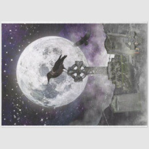 Gothic Decoupage Raven & Full Moon Tissue Paper