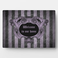 Gothic design black and purple welcome sign