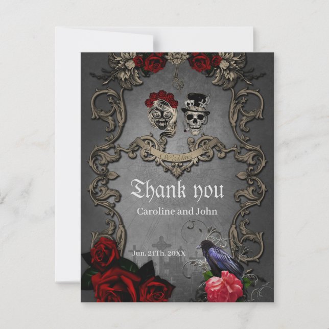 Gothic design with cool skulls thank you card (Front)