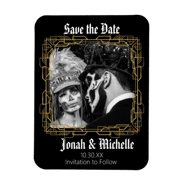 Gothic Dia De Los Muertos Save The Date Magnet (Vertical)