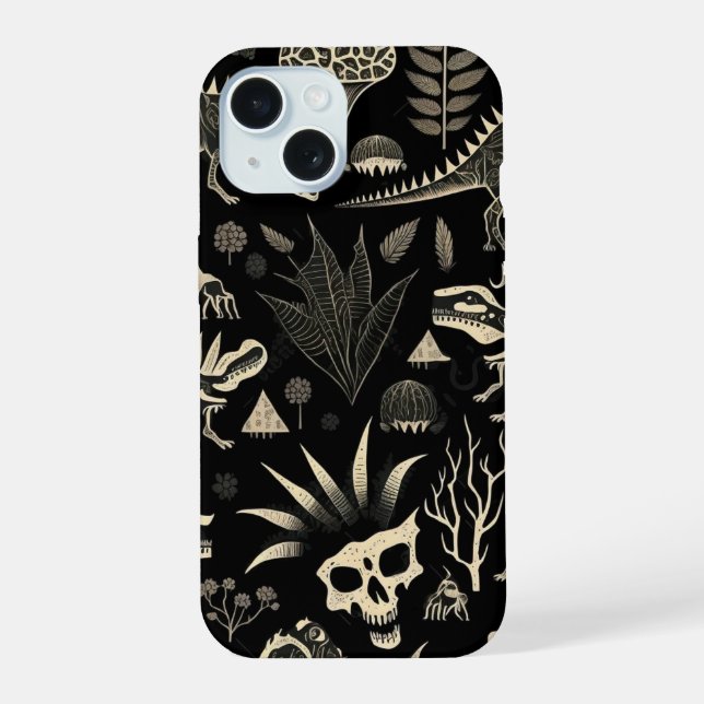 Gothic Dinosaur Skeleton Engraving Pattern  (Verso)