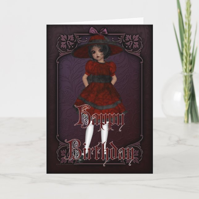 Gothic Doll Design 4 Happy Birthday Card (Front)
