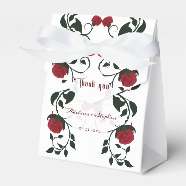 Gothic Dripping Bloody Roses Moody Wedding Favor Box (Front Side)