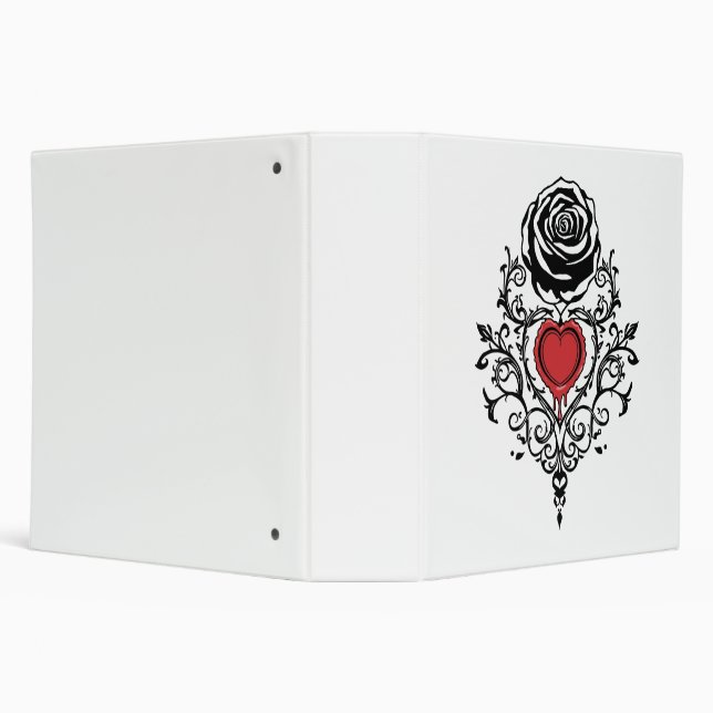 Gothic Dripping Red Heart Rose Dark Romance Binder (Background)