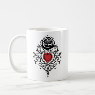 Gothic Dripping Red Heart Rose Dark Romance Coffee Mug