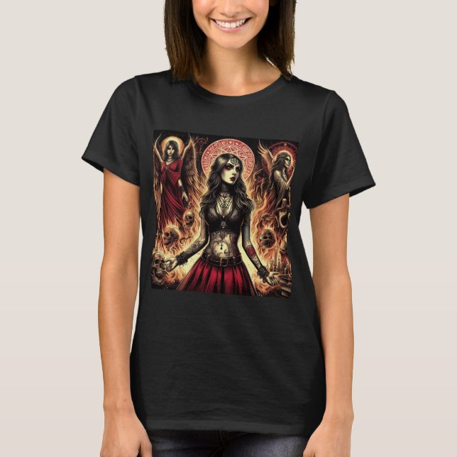 Gothic Duality: Power and Darkness T-Shirt (Front)