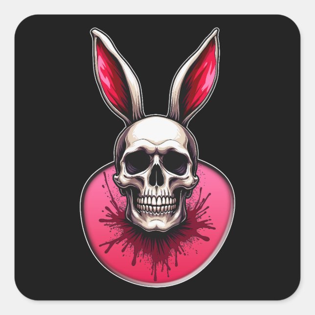 Gothic Easter Bunny – Skull Art - Autocolante Square Sticker (Front)
