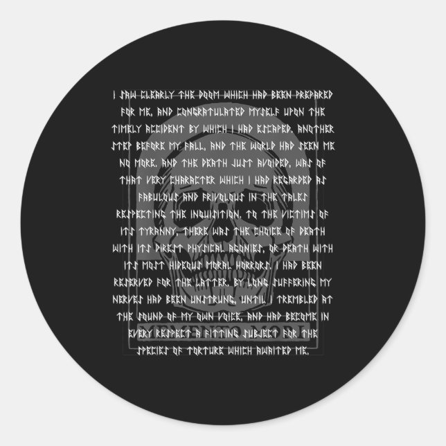 Gothic Edgar Allan E Memento Mori Skull Halloween  Classic Round Sticker (Front)