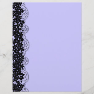 Gothic Elegance Blue Black Cherry Blossoms Letterhead
