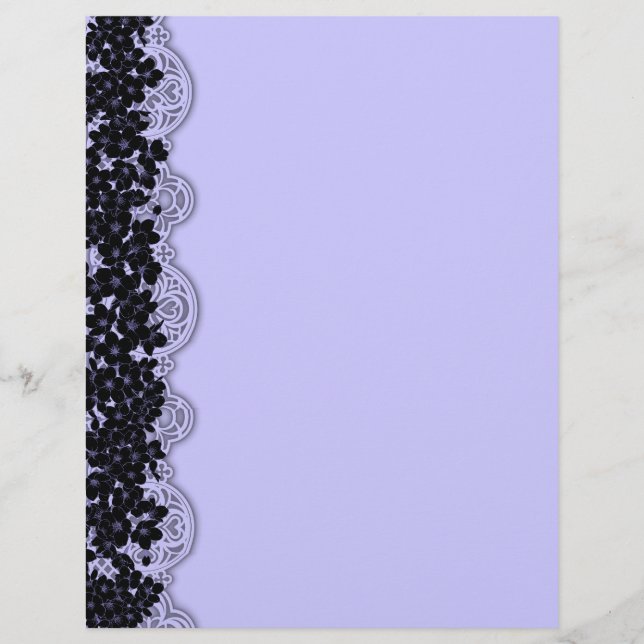 Gothic Elegance Blue Black Cherry Blossoms Letterhead (Front)