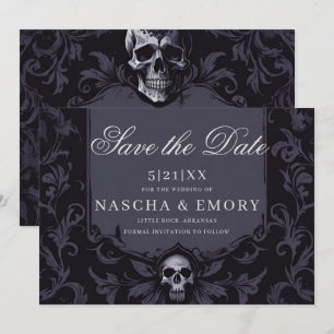 Gothic Elegance Purple Boho Skull Save The Date