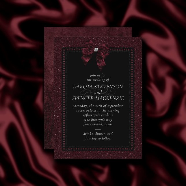 Gothic Elegance | Wine Bordeaux Sangria Velvet Invitation (Creator Uploaded)