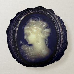 Gothic Elegant Creepy Vintage Victorian Cameo Pic Round Pillow