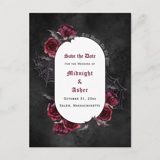 Gothic Elegant Save the Date Announcement Postcard (Front)