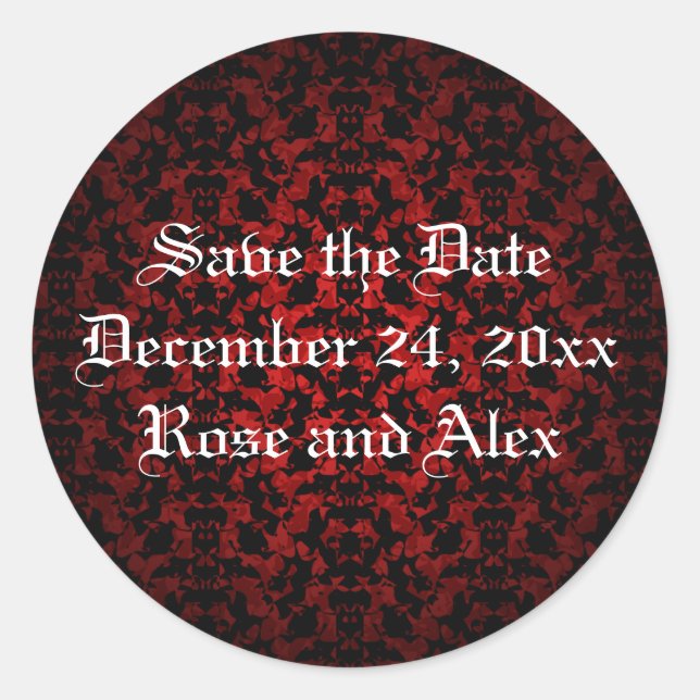 Gothic elegant Save the Date stickers (Front)