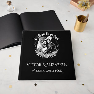 Gothic Elegant Till Death Black and White Wedding Guest Book