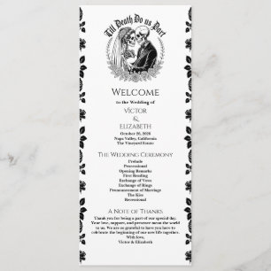 Gothic Elegant Till Death Skeleton Wedding  Program