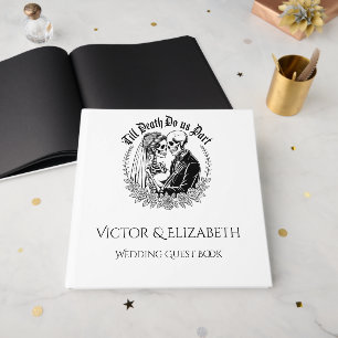 Gothic Elegant Till Death White Minimalist Wedding Guest Book