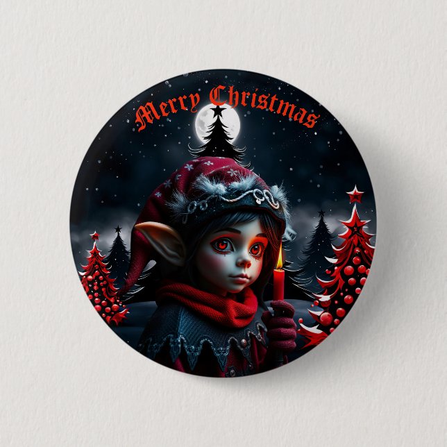 Gothic elf magic under the full moon.  2 inch round button (Front)