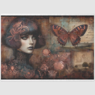 Gothic Ephemera Lace Butterfly Lady Decoupage  Tissue Paper