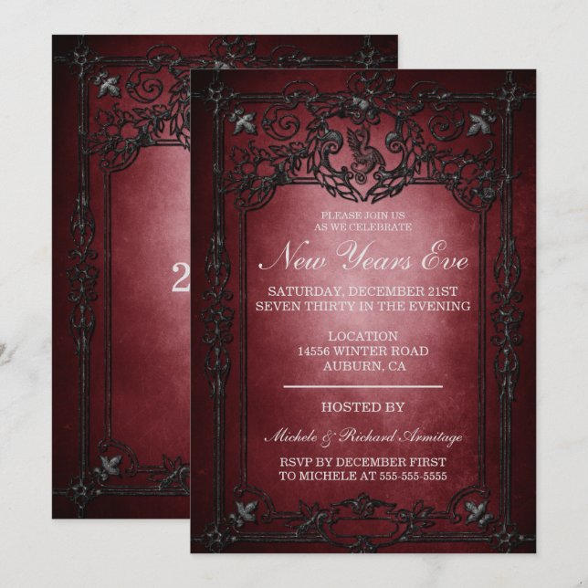 Gothic Evening New Years Invitation (Front/Back)