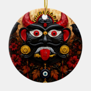 Gothic Evil Eye Halloween Drishti Bommai Folk Art  Ceramic Ornament