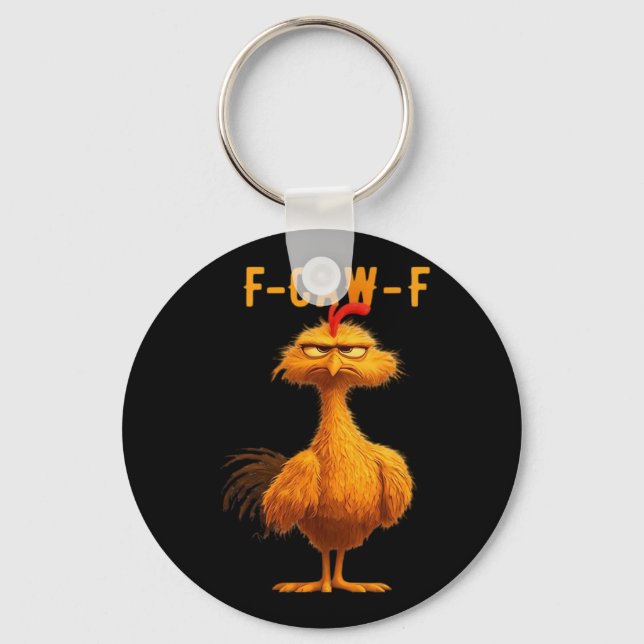 Gothic F-Caw-F Crow Funny Humour Keychain (Front)